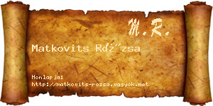 Matkovits Rózsa névjegykártya
